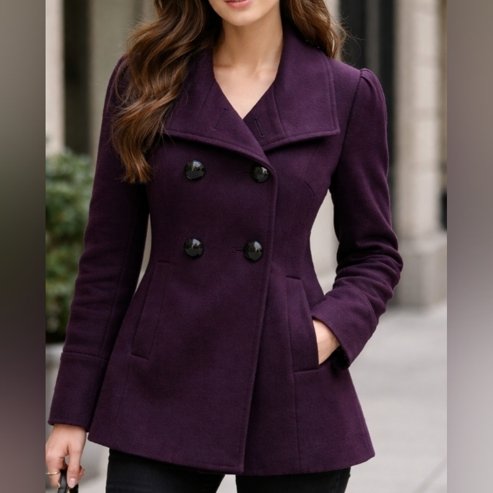Black Rivet Wool Womens Coat Medium